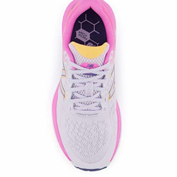 New Balance Women's 680 V7 Pink and White Sneakers - Picture 5 of 6